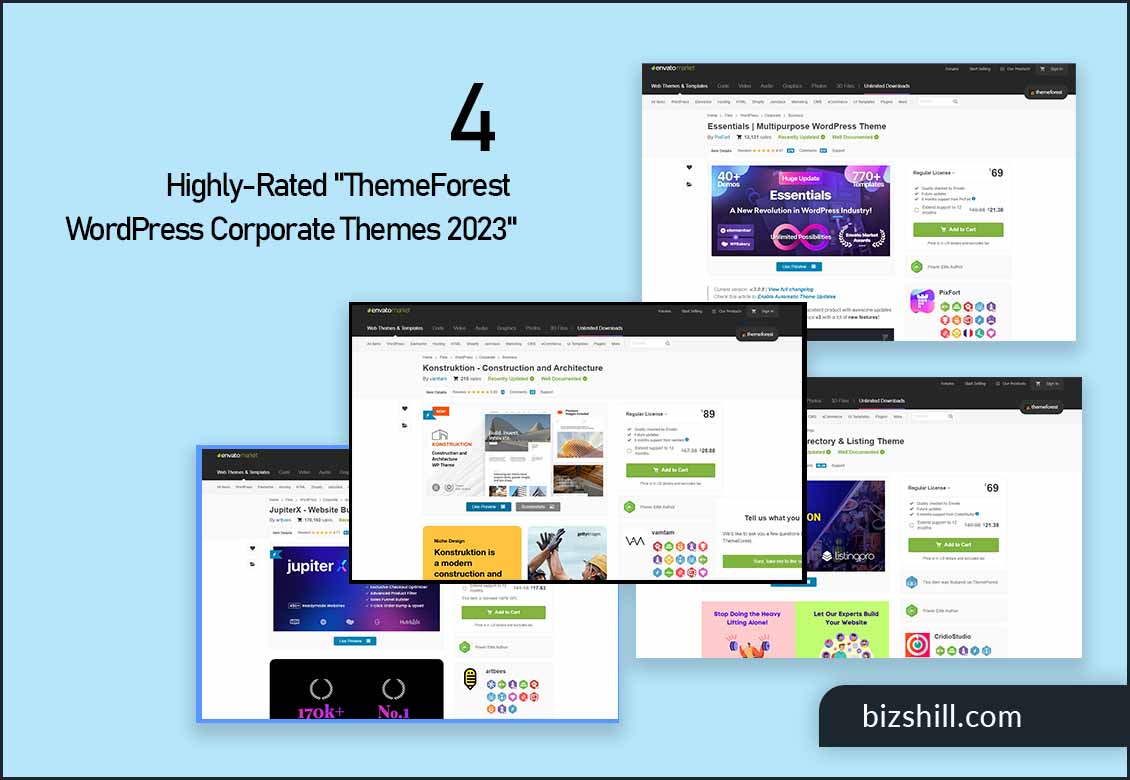 4 Highly Rated ThemeForest WordPress Corporate Themes 2023 